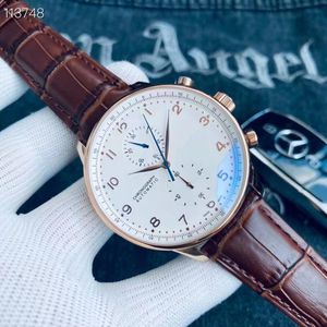 U1 TOP AAA Watch Nowe chronografie Mężczyźni Wysokiej jakości zegarek Portugieser Pilot Mechaniczny Automatyczny 50. rocznica stalowa obudowa oryginalne skórzane paski sportowe