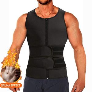 Homens Corpo Shapers Homens Neoprene Zíper Cintura Treinador Colete Tanque Top Abdômen Trimmer Slimming Shaper Corset Com Dois Cinto Sweat2583