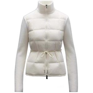 Fyrkantig randdesign Kvinnor Down Jacket Stand Collar Midje Tillbakning Knit Jacka Arm Badge Women Warm Coat Size S-L2917