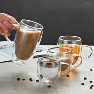 Wine Glasses Double Wall Glass Cups Coffee Mug Whiskey Cocktail Tea Beer Tumbler Transparent Kitchen Supplies Drinkware