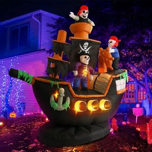 Christmas Decorations VCUTEKA 7FT Halloween Inflatable Skeletons Ghosts on Pirate Ship Outdoor Decoration for Holiday Party Yard Lawn Inflatables 231013