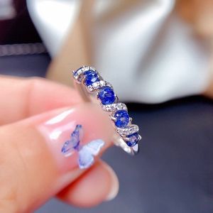 Fede nuziale da donna Moda Cristallo blu zircone Diamante placcato oro bianco Anello di apertura Fidanzata Festa Gioielli Regalo di compleanno Regolabile