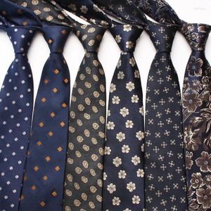 Bow Ties Navy Blue Series Tie Men's Fashion Diagonal Stripe Small Flower Type 8CM Polyester Silk