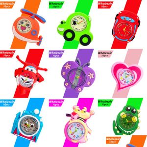 子供の時計の子供たちの時計10ユニットの卸売車の子供たちは、赤ちゃんのおもちゃの学生時計漫画飛行機キッズボーイガールスタディ -  dhvaz