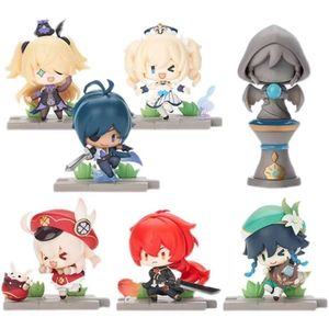 Fingle Toys 7-10 cm Genshin Impact Anime Figure Klee/Barbara/Diluc/Fischl/Venti/Kaeya Figure Liyue Battlefield Heroes Figurine Toys