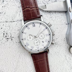 2023 Luksusowe męże zegarki rzymskie wszystkie tarcza robocze Kwarc Watch Wysokiej jakości europejska marka chronograph zegar skórzany pasek moda sześć igły prace