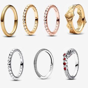 2023 neue Eheringe für Frauen, Designer, Verlobungsschmuck, Geschenk, hochwertige vergoldete Diamanten, DIY, passend für Pandoras Thrones Dragon Crown Ring mit Box