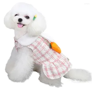 Dog Apparel Winter Dress Plaid Cotton Elegant Carrot Puppy Pet Clothes For Party Hoodie Warm Clothing Accessories