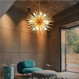 Chandeliers Nordic Modern Crystal Chandelier Creative Personality Simple Restaurant Bedroom Clothing Store Golden Dandelion Spherical Lamp