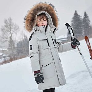 Casaco de inverno OLEKID -30 graus russo inverno meninos jaqueta com capuz gola de pele meninas casaco de inverno 5-14 anos crianças adolescentes neve outerwear j231013