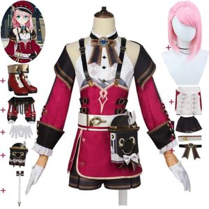 Gra cosplay Genshin Impact Charlotte Cosplay Costplay Kostuma Wig Hat Buty anime fontaine the Steambird Halloween karnawałowy