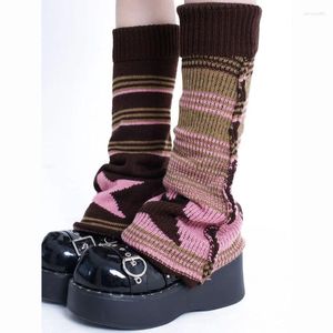 Frauen Socken 2023 Goth Harajuku Sexy Wärmer Gestreifte Gestrickte Lolita Abdeckung Slouch Boot Manschette Ärmel