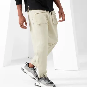 メンズパンツボーイズロングカーキマルチポケット貨物プラスサイズの男性夏の薄いズボン弾性ウエストドローストリンググリーンスポーツウェア3xl