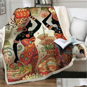 Blankets Blankets 3D Colorf African Women Blanket For Beds Sofa Warm Flower Throw Rec Office Nap Weighted Home Garden Home Textiles Dhz6E