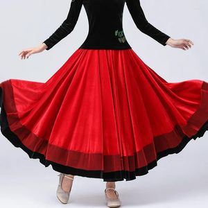 Stage Wear Velvet Flamenco Skirt Women Long Classical Dance Costume Spanish Bullfight Dress European Clothing 2023