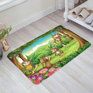 Carpets Forest Money Cartoon Green Kitchen Floor Mat Living Room Decor Carpet Home Hallway Entrance Doormat Balcony Door Anti Slip Rug