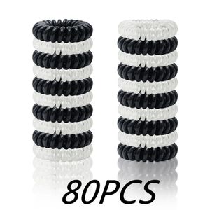 Joias de cabelo de casamento 20/40/80 PCS Laços de cabelo preto elástico de plástico faixa de cabelo de borracha cabo de telefone elásticos acessórios de cabelo para meninas mulheres 231013