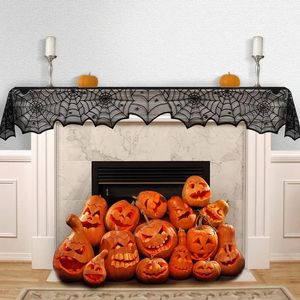 1pc 18 X 72IN Halloween Table Runner, Black Lace Spider Web Table Runners For Halloween, Creepy Table Cloth For Halloween Party Dinner Table Decoration