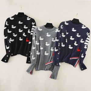 TB Knitted Top Little Duck Cartoon Jacquard Sweater Women S Autumn And Winter Fit Versatile Bottom Shirt