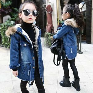 Piumino 2022 New Winter Kids Girls Giacca di jeans per bambini Plus Giacca di velluto spesso Big Virgin Cappotto lungo caldo per l'inverno freddo J231013