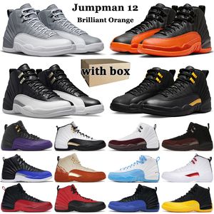 Com Caixa Jumpman 12 12s Sapatos de Basquete Homens Jorda 12 Stealth Brilliant Orange Playoffs Black Taxi Hyper Royal Reverse Flu Game Mens Sports Sneakers Tamanho 40-47