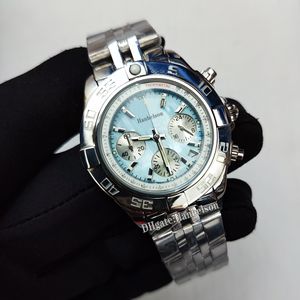 Damenuhren, hellblaues Muschel-Zifferblatt, 36 mm Quarz-Chronograph-Armbanduhr für Damen, Valentinstag, Weihnachten, Muttertag, Geschenk, Edelstahlband