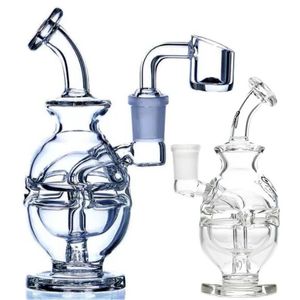 Preto tamanho da mão mini rig bongs tubos de água de vidro reciclador plataformas de petróleo dab rigs grosso perc para fumar narguilé 10 mm articulação