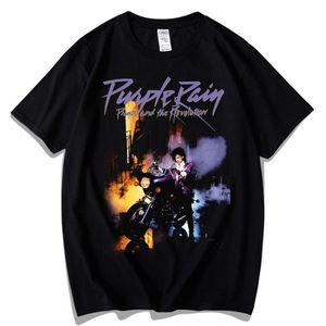 Herr t-shirts prins lila regn och revolutionen t-shirt emo punk skjortor rock hippie män överdimensionerade tshirts goth gothic tee283o
