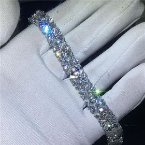 Lovers Flower bracelet Diamond White Gold Filled Party Engagement bracelets for women wedding accessaries2887