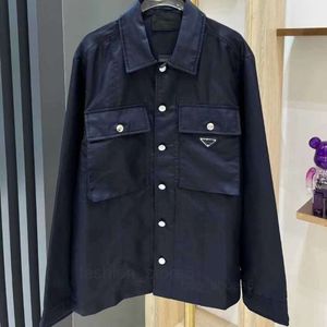 Spring Summer Women's Black Lapel Shirt Coat Nylon Fabric Comfortable Anti-wrinkle Loose Casual Fashion Men and Women Alike. CC