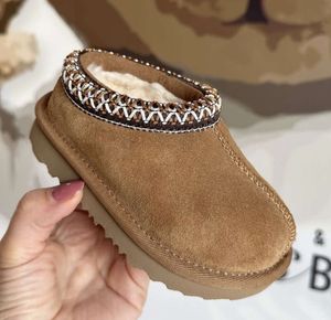 Småbarn Tasman II tofflor Tazz Baby Shoes Kids Chestnut Fur Slides Sheepskin Shearling Classic Ultra Mini Boot Winter Mules Slip-on Wool Little Big714