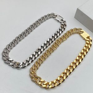 Collana di design, oro/argento 2 colori, catena cubana di zirconi, collana di moda, regalo di alta qualità