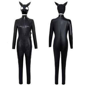 Cosplay Catwomen Cat Girl Sexy Woman Cosplay Costume Anime Nightclub Black Tight Jumpsuit Bodysuit Hallowen Carnival Party Suit