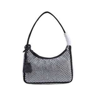 Borsa hobo in nylon Borsa sotto ascella firmata Perline scintillanti scintillanti Strass sotto la luce notturna Borse a tracolla moda Borsa sotto ascella da donna Borsa hobo di lusso