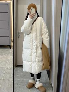Damskie down parkas bawełniany płaszcz dla kobiet w stylu koreański długa dama zima ciepła luźna luźna płaszczowa moda elelgant gęsta pikowana kurtka 231013