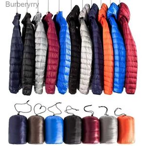 Męska męska męska kurtka męska Ultra lekka kaczka Down Jackets Przenośne z kapturem puffer pióra cienkie parkas wiatrowoodporność 4xl 5xl 6xll231014