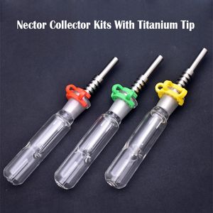 10pcs hand Nectar Collectors kit With 14mm male Titanium Nail Dab Straw Oil Rigs Bong with Plastic Keck Clip