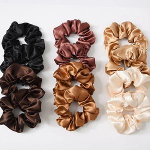 Bröllopshårsmycken 12st. Set Brown Elastic Hair Scrunchies for Women Hair Ties Rubber Band Hair Rope Accessories Lady Huvudbonad 231013