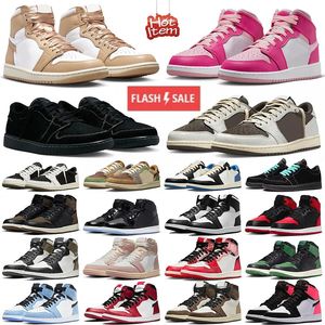 Jumpman 1 Erkek Basketbol Ayakkabıları 1S Üniversite Mavi OG Hyper Royal Patent Panda Dark Mocha yetiştirilmiş Gölge UNC Gray Spor Sabahları Trainers Tasarımcı Ayakkabı