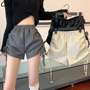 Women's Shorts Shirring Pu Chic Women High Waist Ulzzang Street Style Clothes Trendy Female Party All-match Ins Sexy Harajuku Girls