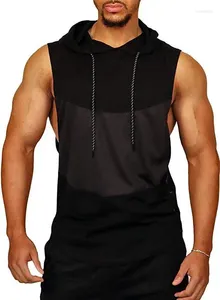 Camiseta masculina primavera outono estilo grade internacional combinando cor com capuz colete esportes respirável camiseta venda gota