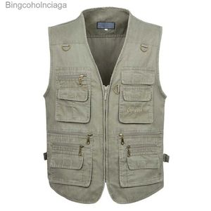 Gilet da uomo 8XL 9XL 10XL Nuovo gilet senza maniche in cotone casual estivo di grandi dimensioni con molte 16 tasche Gilet da uomo con tasca ltiL231014