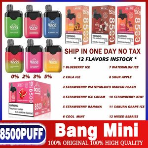 Original Electronic Cigarette Bang Mini 8500 Puffs engångsång Pen 18 ml med 550 mAh uppladdningsbar Bang de 8500 Clear Vape Big Puffs Mesh Coil