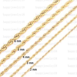 designer necklace chain for man women mens Width 3 4 5 mm Stainless Steel Cuban link chans necklace Gold Colour Rope Necklace Statement Swag 316L Twisted Chain