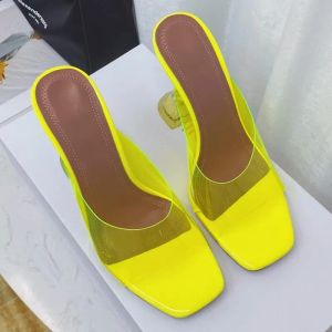 Designer Sandaler Crystal Oak Slippers Fashion Versatile Candy Color Sexy High Heels Summer Dress Flip Flops Elegant Mature Women Sandals