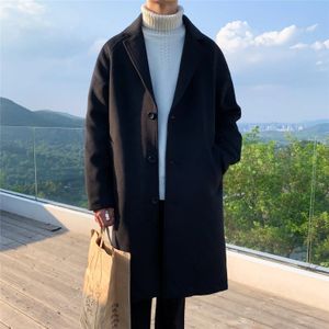 Men's Wool Blends Legible Winter Jacket Casual Loose Coat Man Autumn Solid Long Coats for Men 231013