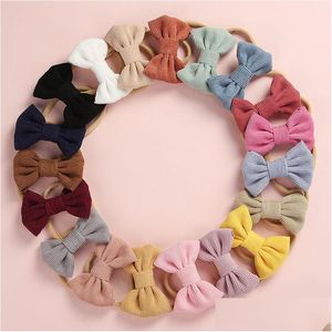 Hair Accessories Hand Tied Corduroy Bows Headband Or Clips Girls Fabric Bow Nylon Baby Headbands Kids Children Headwear Drop Deliver Dhbhl