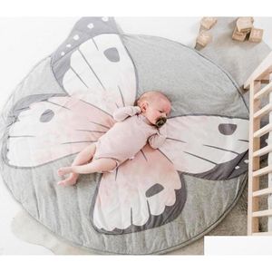 Tappeti Ins Nuovi tappetini da gioco per bambini Kid Cling Tappeto Tappeto da pavimento Biancheria da letto Coperta a farfalla Cotone Game Pad Decorazioni per la camera dei bambini Tappeti 3D6941758 Dhrc1