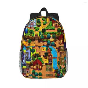 Mochila stardew vale mapa mochilas meninos meninas bookbag estudantes casuais sacos de escola viagem bolsa de ombro grande capacidade