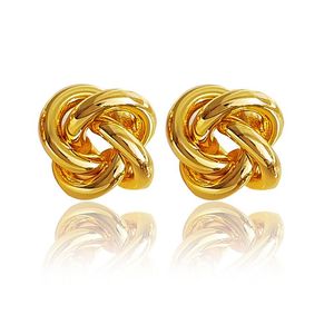 Design fashion Stud Earrings for Women Rock Smooth Small Metal Knot Twist Flower Earrings Punk Party Jewelry Valentines Day Gift